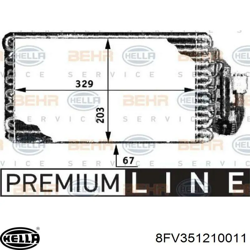 Evaporador, aire acondicionado 8FV351210011 HELLA