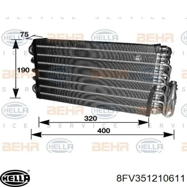 Evaporador, aire acondicionado 8FV351210611 HELLA