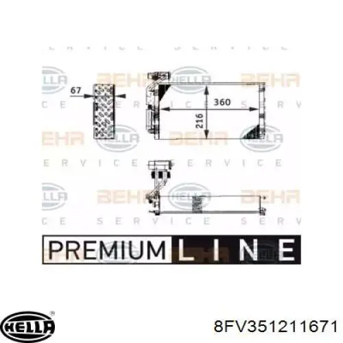 Испаритель кондиционера 8FV351211671 HELLA