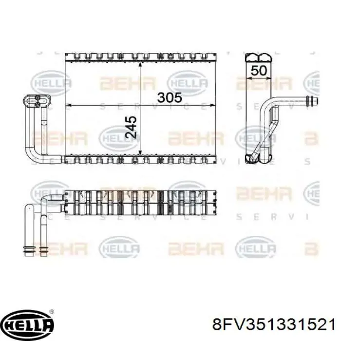 8FV351331521 HELLA vaporizador de aparelho de ar condicionado