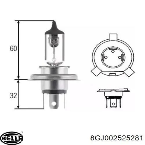 Лампочка галогенная 8GJ002525281 HELLA