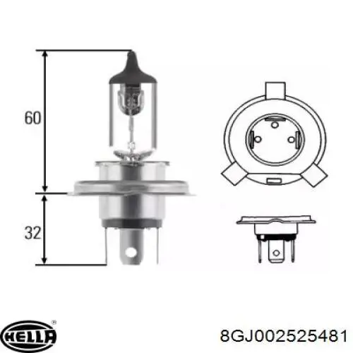 Лампочка галогенная 8GJ002525481 HELLA