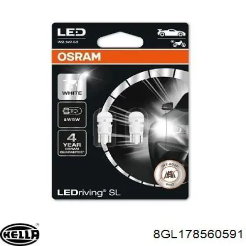 Лампочка плафона освещения салона/кабины HELLA 8GL178560591 цена, от 13.56 USD