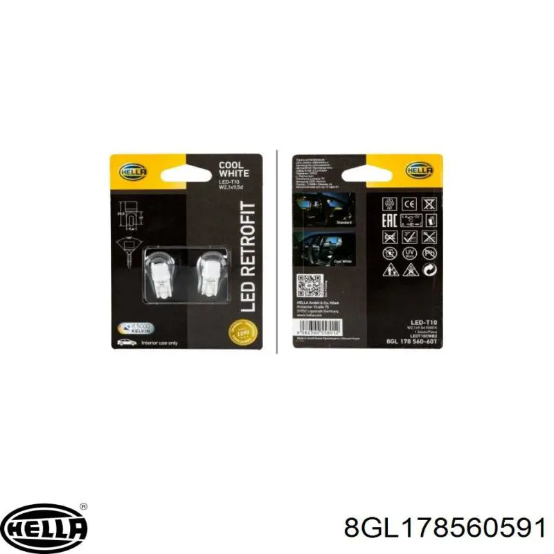 Купить 8GL178560591 HELLA Лампочка освещения салона