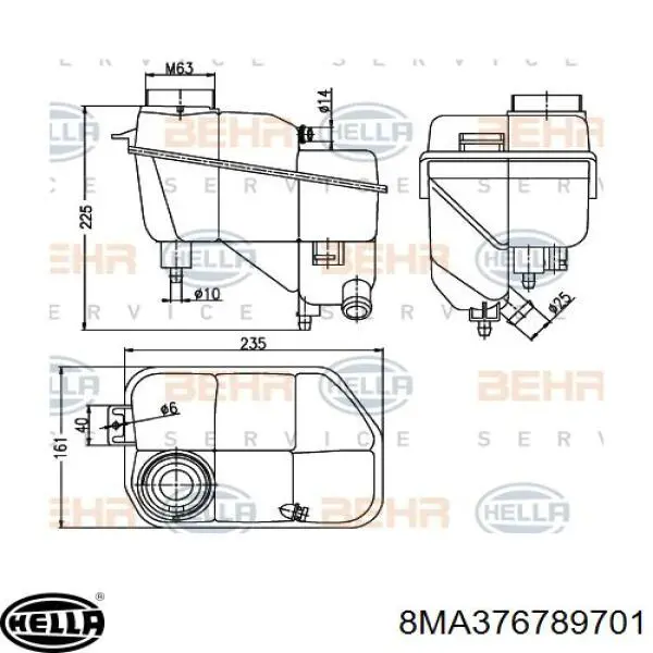 Бачок системы охлаждения 8MA376789701 HELLA