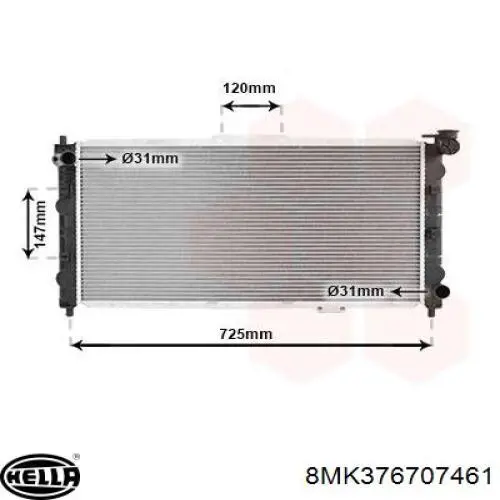 Radiador refrigeración del motor 8MK376707461 HELLA