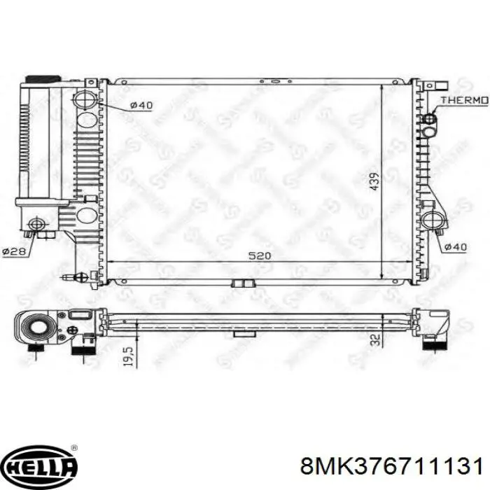 Радиатор охлаждения HELLA 8MK376711131