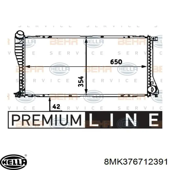 Radiador refrigeración del motor 8MK376712391 HELLA