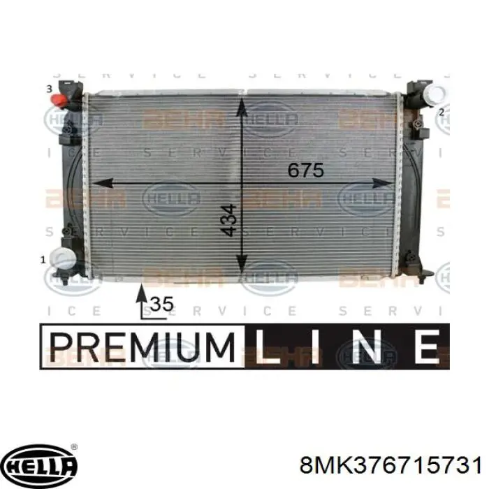 Radiador refrigeración del motor 8MK376715731 HELLA