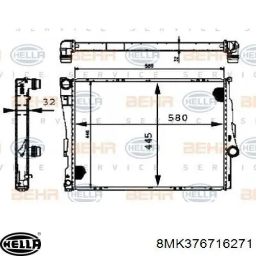 Радиатор охлаждения HELLA 8MK376716271