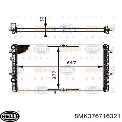 Radiador refrigeración del motor 8MK376716321 HELLA