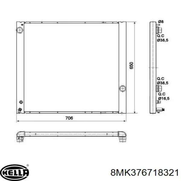 8MK376718321 HELLA Радиатор основной