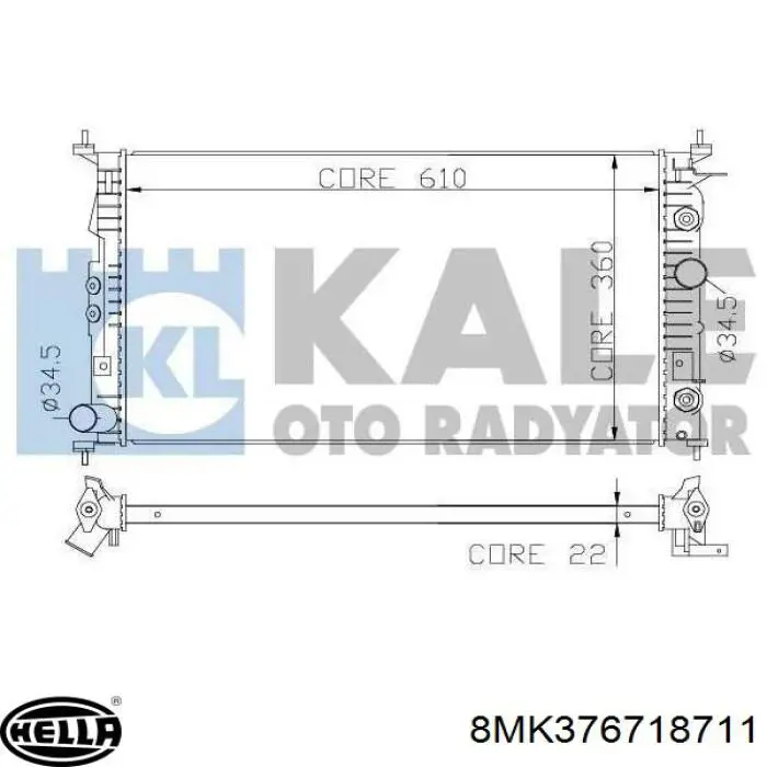 Радиатор охлаждения HELLA 8MK376718711