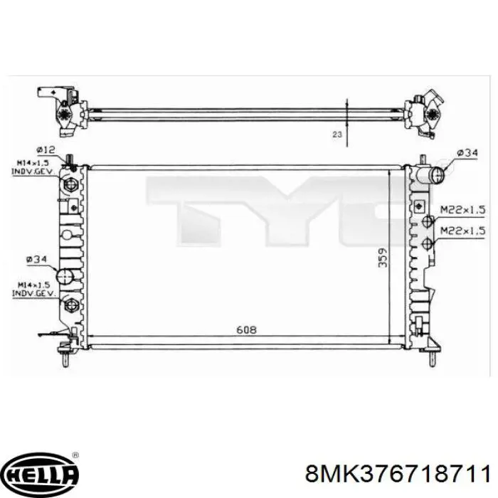 Радиатор охлаждения двигателя HELLA 8MK376718711 цена, от 55.84 USD