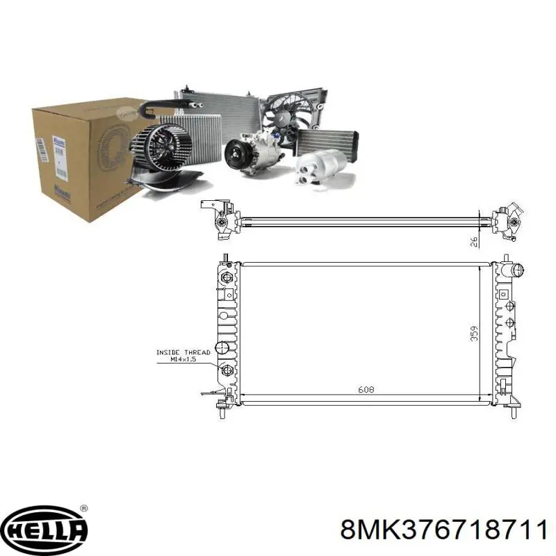 Купить 8MK376718711 HELLA Радиатор водяной