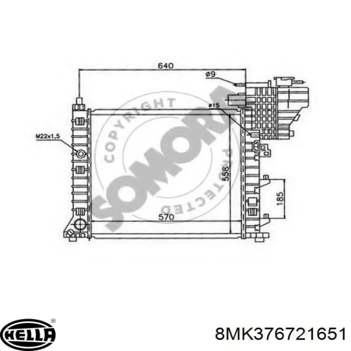 8MK376721651 HELLA Radiador original y equivalente