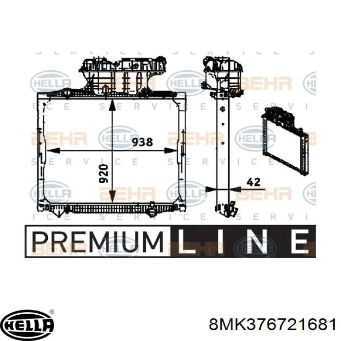 Радиатор охлаждения двигателя HELLA 8MK376721681