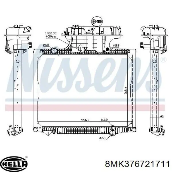 Купить 8MK376721711 HELLA Радиатор водяной
