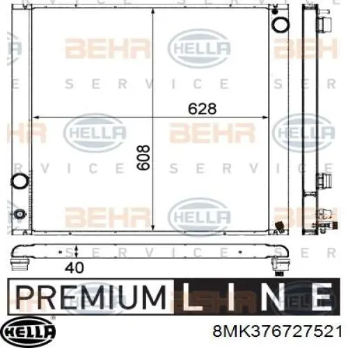 Radiador 8MK376727521 HELLA