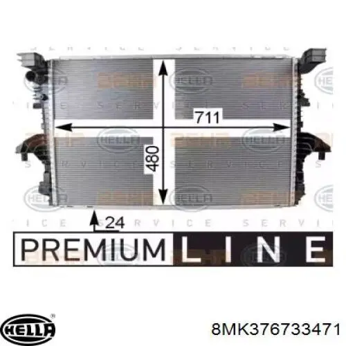 8MK376733471 HELLA radiador de esfriamento de motor