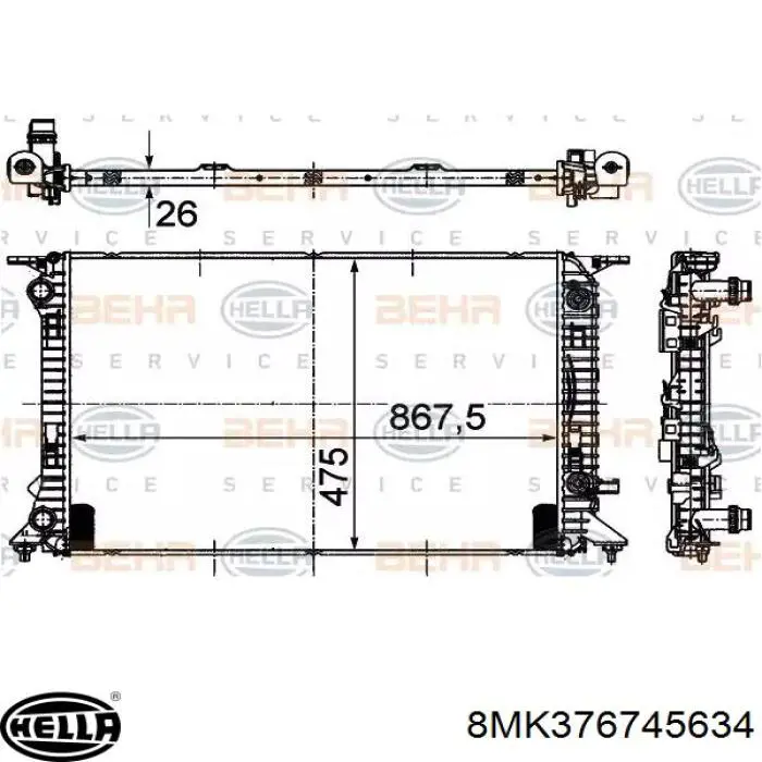 Радиатор 8MK376745634 HELLA