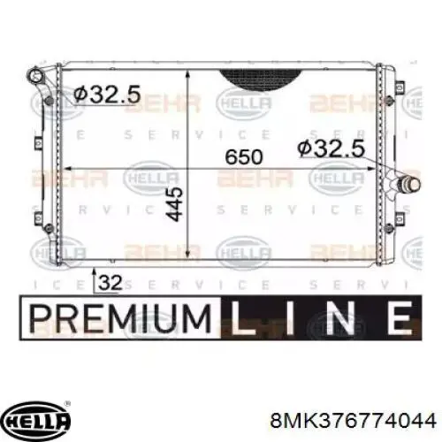 Купить 8MK376774044 HELLA Радиатор водяной