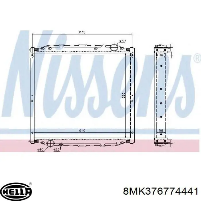 Радиатор охлаждения двигателя HELLA 8MK376774441