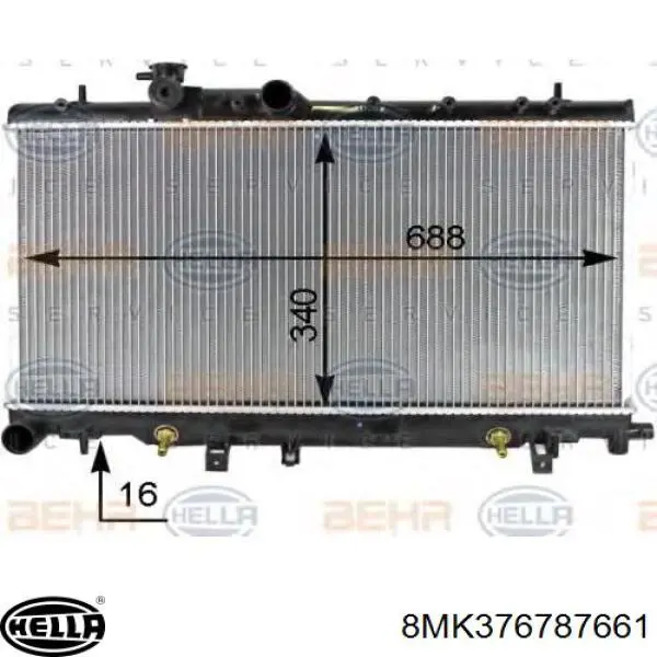 Radiador refrigeración del motor 8MK376787661 HELLA
