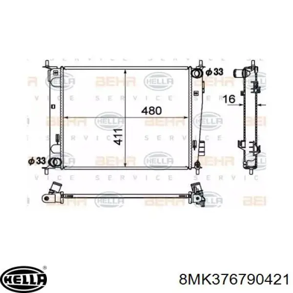 Радиатор 8MK376790421 HELLA