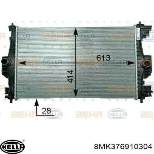 8MK376910304 HELLA radiador de esfriamento de motor