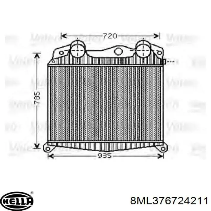 Радиатор интеркуллера HELLA 8ML376724211