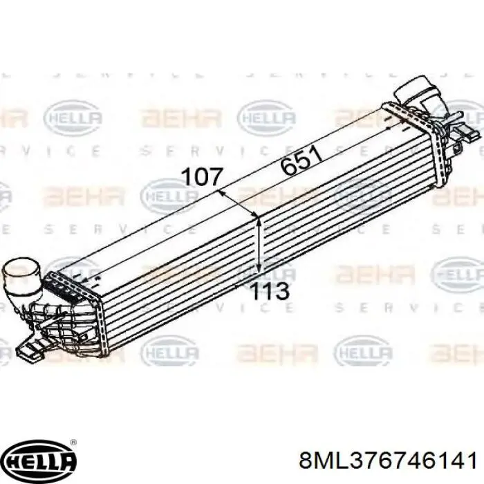 Radiador de aire de admisión 8ML376746141 HELLA