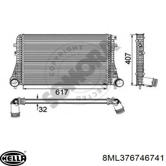 Radiador de aire de admisión 8ML376746741 HELLA