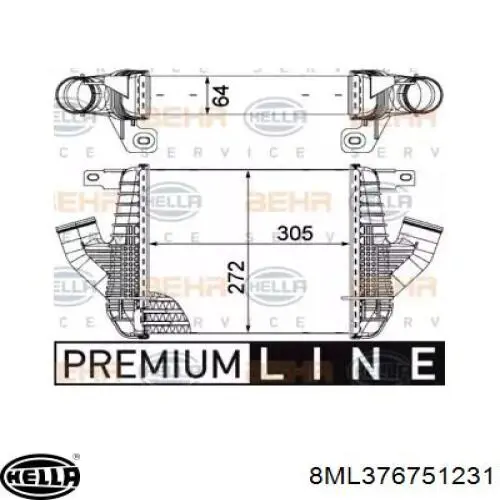 8ML376751231 HELLA radiador de intercooler