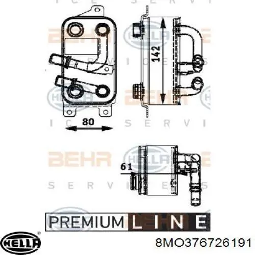 Radiador de aceite 8MO376726191 HELLA