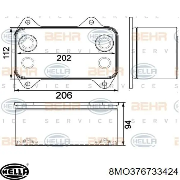 Radiador de aceite 8MO376733424 HELLA