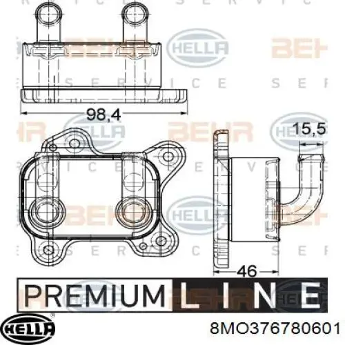 Radiador de aceite 8MO376780601 HELLA