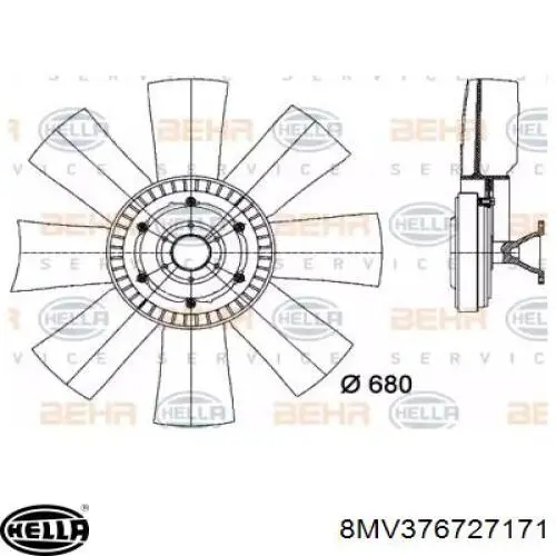 Крыльчатка радиатора охлаждения 8MV376727171 HELLA