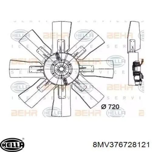 Купить 8MV376728121 HELLA Муфта вентилятора охлаждения