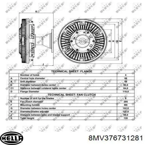 8MV376731281 HELLA Гидромуфта привода вентилятора