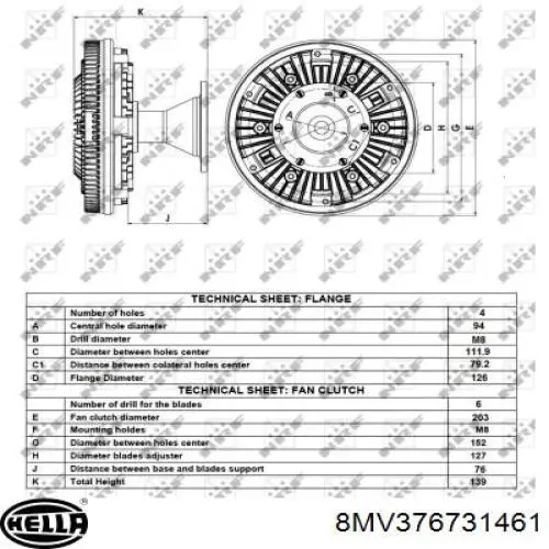 Вентилятор/крыльчатка радиатора охлаждения HELLA 8MV376731461 цена, от 287.05 USD