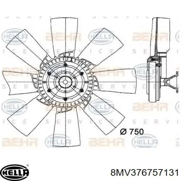 Купить 8MV376757131 HELLA Муфта вентилятора охлаждения