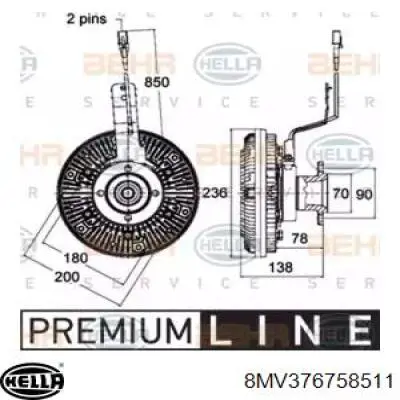 Вискомуфта вентилятора 8MV376758511 HELLA