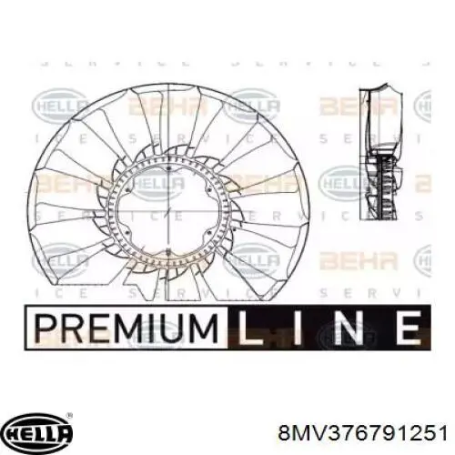 Крыльчатка радиатора охлаждения 8MV376791251 HELLA