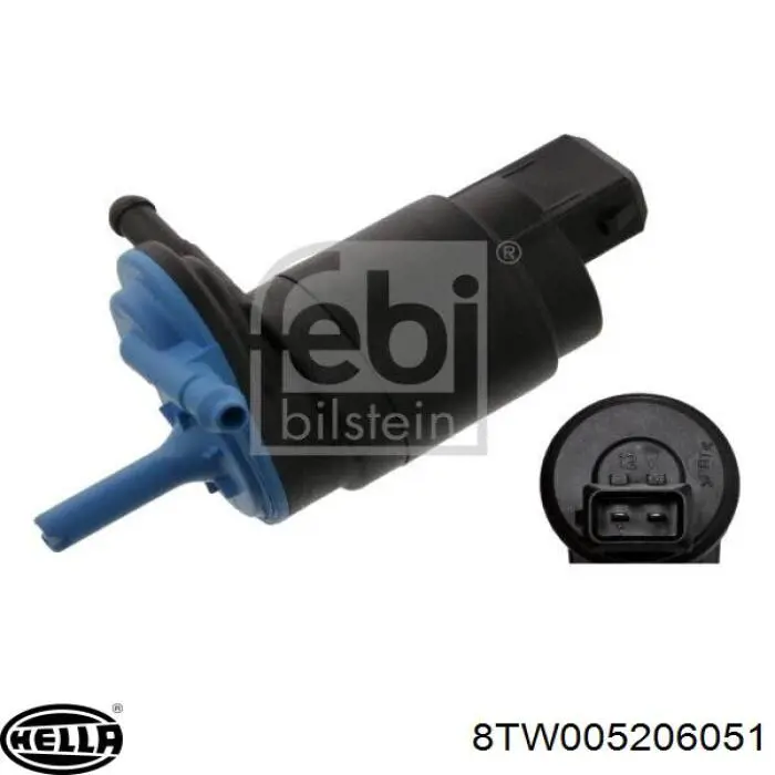 8TW005206051 HELLA Мотор омывателя лобового стекла