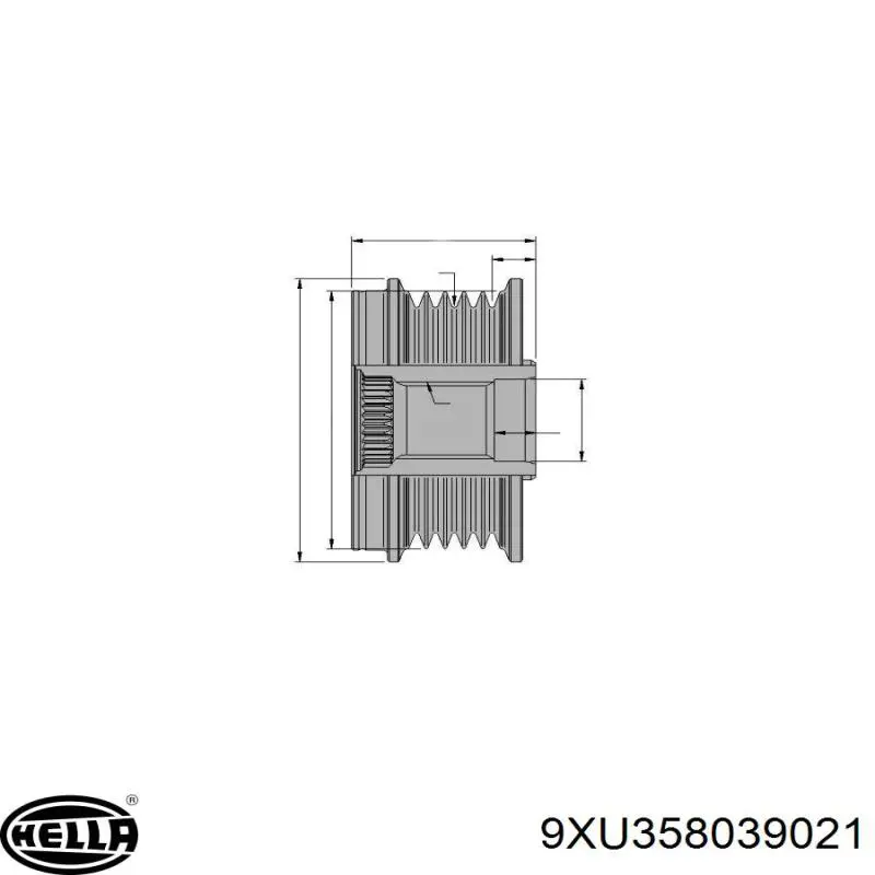 Шкив генератора 9XU358039021 HELLA