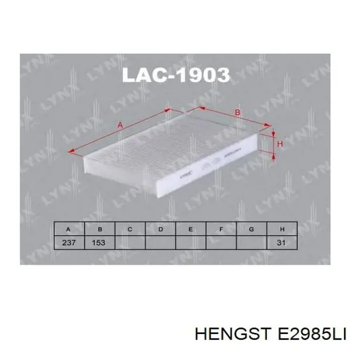 E2985LI Hengst Внутрисалонный фильтр
