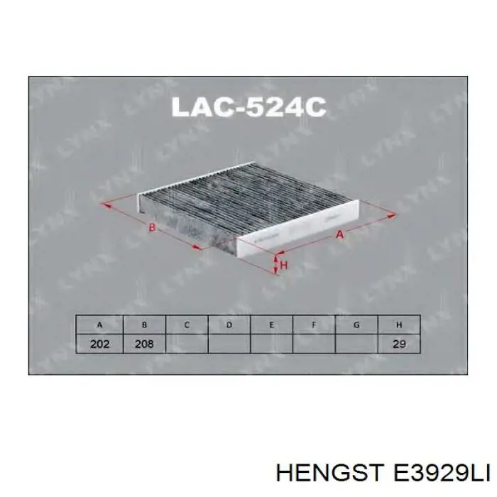 Воздушный фильтр салона Hengst E3929LI