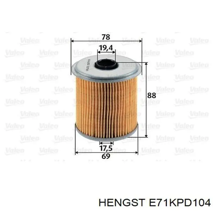 Filtro combustible E71KPD104 Hengst