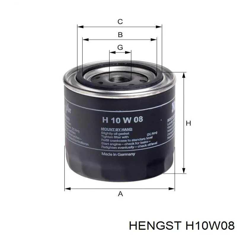 Filtro de aceite H10W08 Hengst